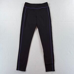 SHE Outdoor Leggings Womens Medium Black Purple Stitching Gorpcore Activewear